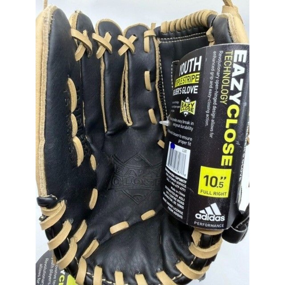 Adidas Eazy Close Youth 10.5" Baseball Softball Fielders Glove Full Right Black